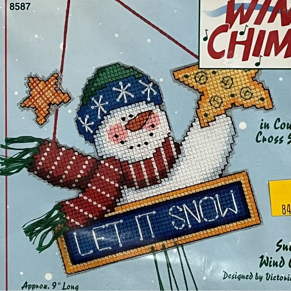 NWT Dimensions Wind Chimes Snowman Counted Cross Stitch Kit - Picture 4 of 10